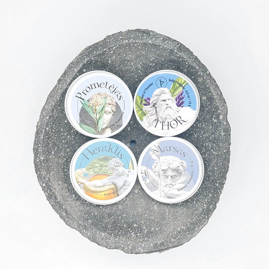 Audrų panteonas - 4 kietų kvepalų dovanų rinkinys | 4 x 15 g