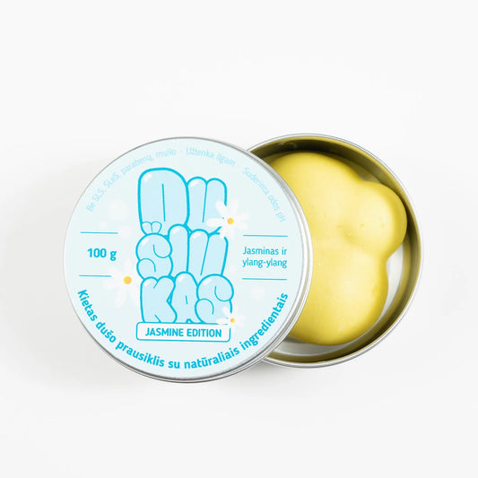 Dušiukas Jasmine - Jazminas, ylang-ylang | Kietasis dušo prausiklis, 100 g. - Bebrų Kosmetika