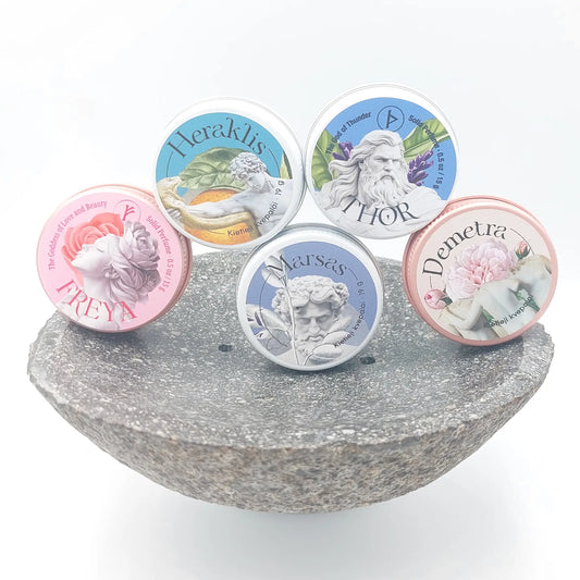 Olimpo draugija - 5 kietų kvepalų dovanų rinkinys | 5 x 15 g