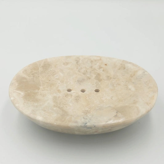 Marmurinis padėkliukas / muilinė, ovalo formos, kreminė