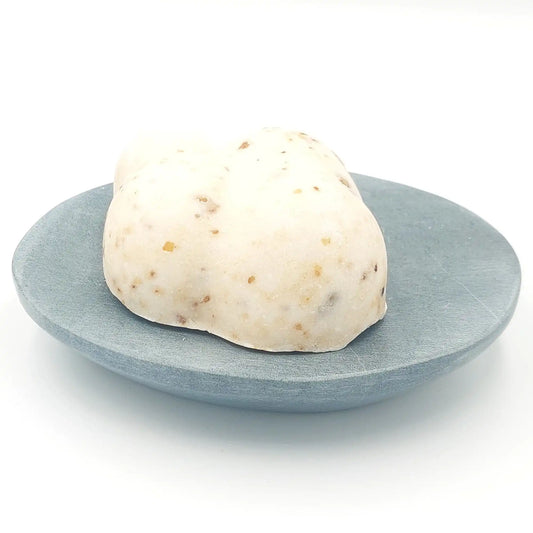 Pilko talkakmenio padėkliukas / muilinė, ovalo formos