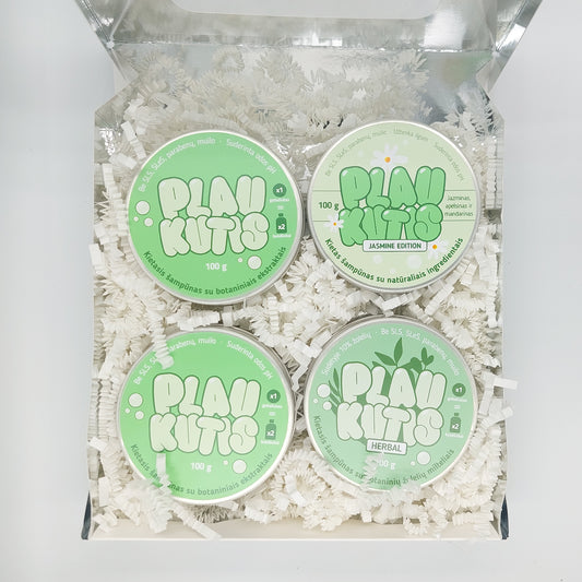 Plaukų dienų kolekcija - 4 kietų šampūnų dovanų rinkinys | 4 x 100 g