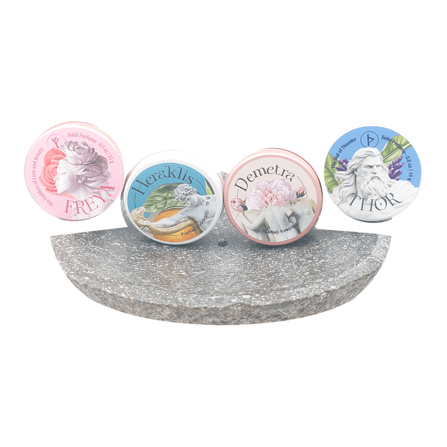 Mitų kvartetas - 4 kietų kvepalų dovanų rinkinys | 4 x 15 g